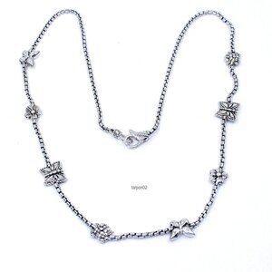John Hardy JAI Butterfly + Floral Station Sterling Silver Necklace - 24" NIB